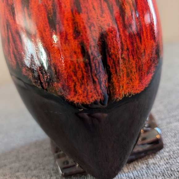 Canuck Pottery, Orange/Red and Black Owl Bank, Evangeline Glaze - Picture 4 of 6